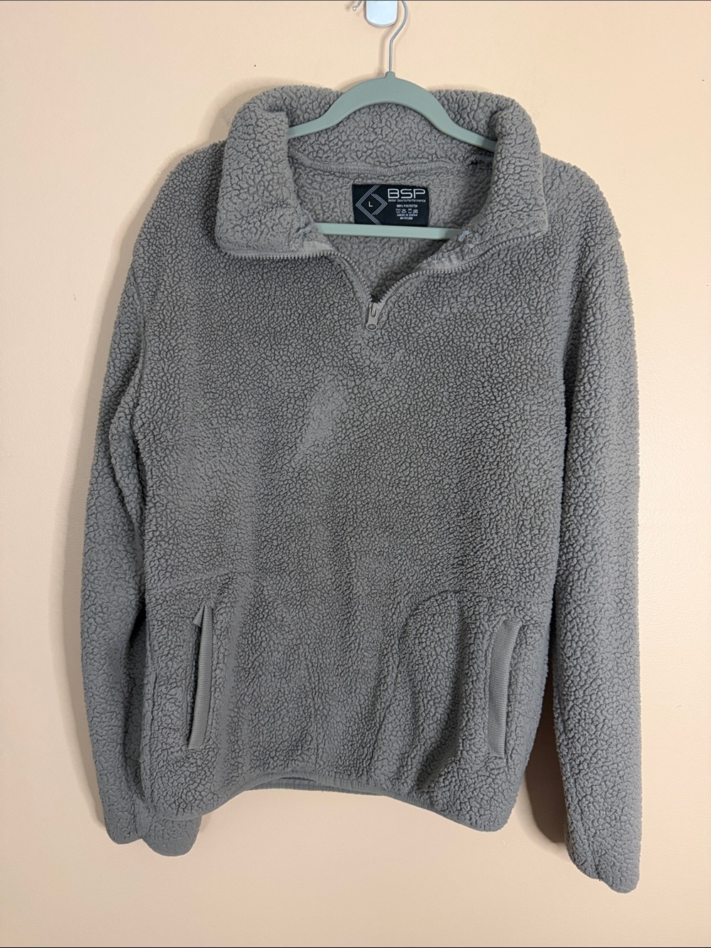 BSP Women’s Light Gray Sherpa Quarter-Zip Pullover